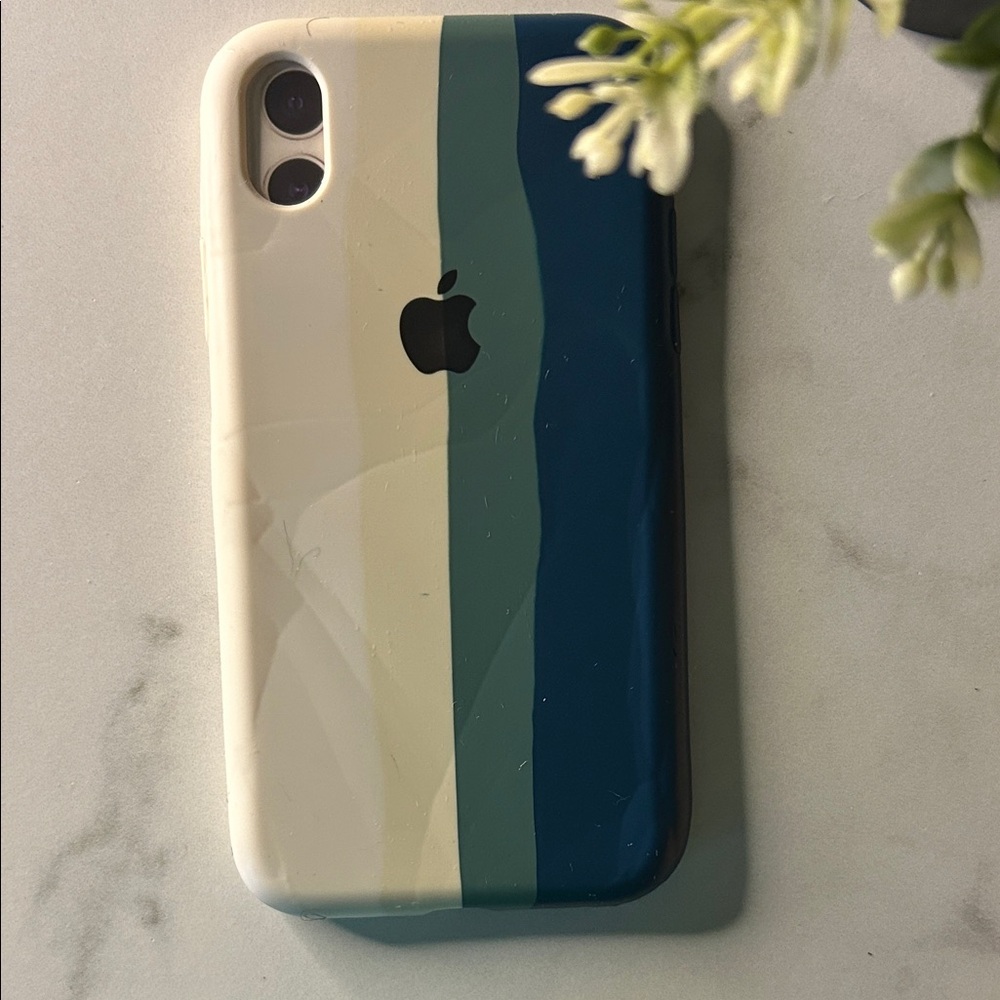 Apple iPhone Case - Cream and Blue